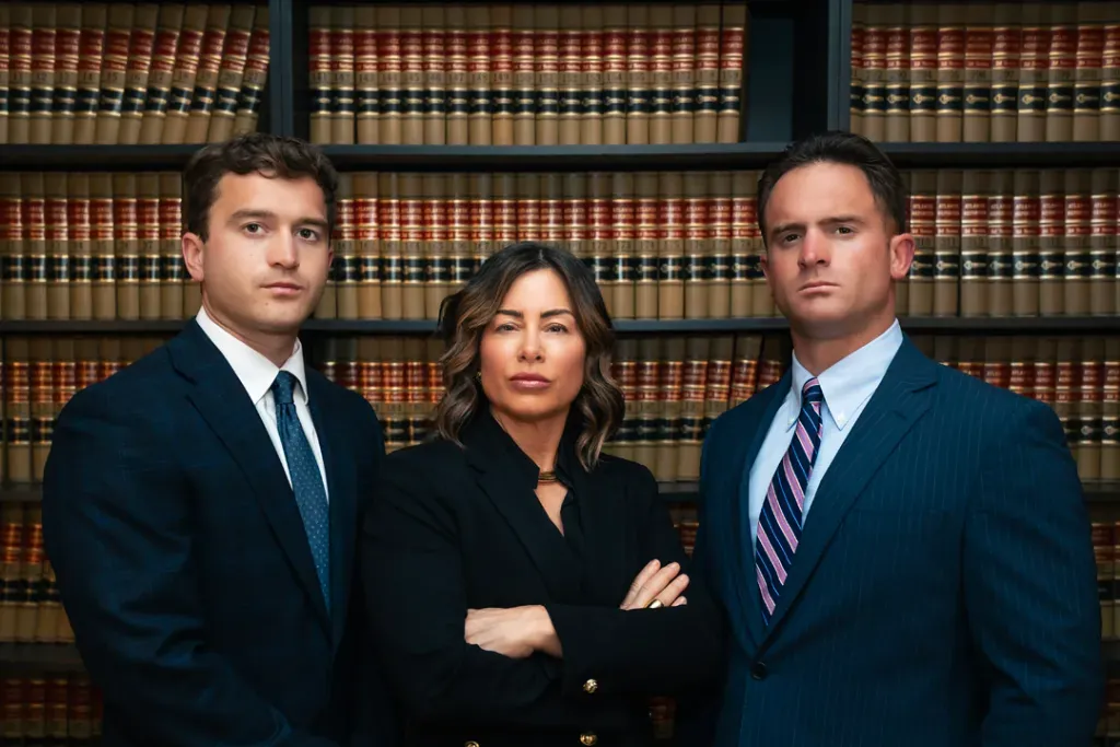 Dylan C. DiLibero, Lisa DiLibero, and Luke DiLibero in the firm's law library